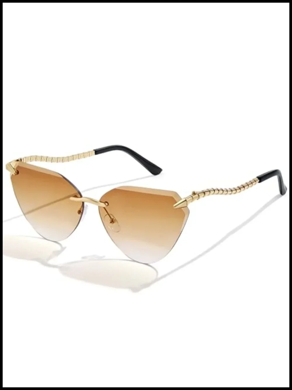 Retro Cat Eye Sunglasses with Serpentine Metal Temples UV400 Protection